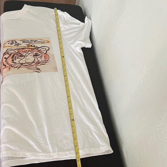Unisex White Thee Golden Tiger Art Graphic T-Shirt by Julie Lee - Picture 2 of 4